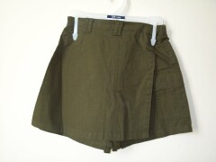 Cargo dark olive green shorts with front wrap over skirt
