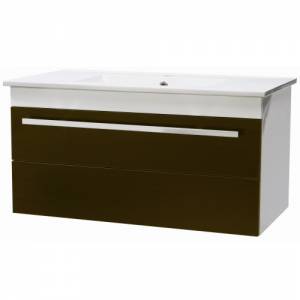 Unbranded Dark Wood 800mm Wall Mounted Basin and Cabinet