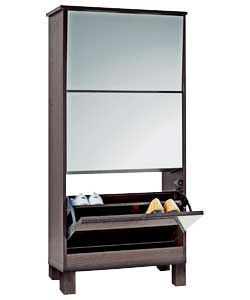 Unbranded Dark Wood Acrylic Mirror and Shoe Cabinet
