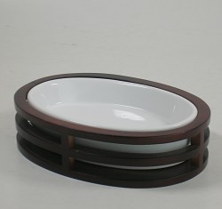 Unbranded dark wood oval soap dish