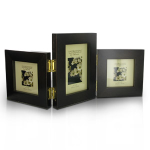 Unbranded Dark Wood Triple Photo Frame