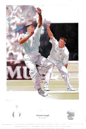 `Darren Gough` by Gary Keane - a limited edition of 495 prints signed by Darren Gough and Gary