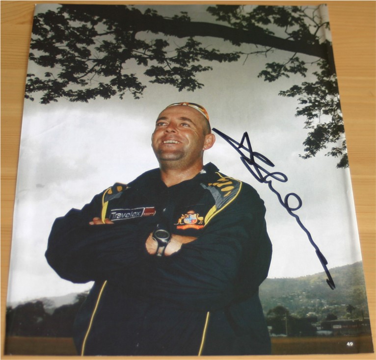 DARREN LEHMANN SIGNED 12 x 8 INCH MAGAZINE PAGE