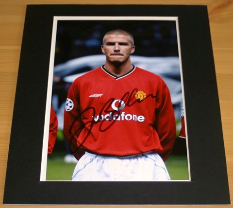 DAVID BECKHAM HAND SIGNED PHOTOGRAPH - MOUNTED