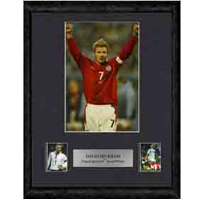 Containing two strips of 35mm film  showing David Beckham comes with silver plaque and certificate