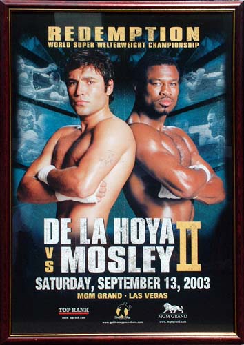 Unbranded DE LA HOYA V MOSLEY and#8211; Redemption and8211; Signed and framed poster - 13 Sept 2003