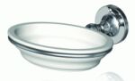 De Leau Edwardian Fine Bone China Soap Dish & Chrome Holder
