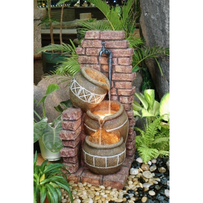 Unbranded Decorative Pots on Brick with Tap Water Feature