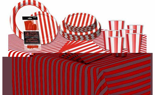 Unbranded Decorative Stripes Party Kit - Ruby Red