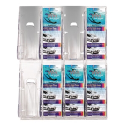 Multi-pocket wall racks  with spring-action tongue leaflet holderBack panel pre-drilled for easy