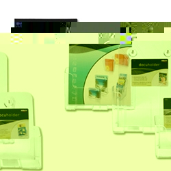 Crystal clear freestanding literature holdersCan be wall mountedBusiness card holder (item 019200)