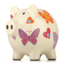 Saving the pennies has never been more appealing with this super-cute piggy bank...put your spare ch