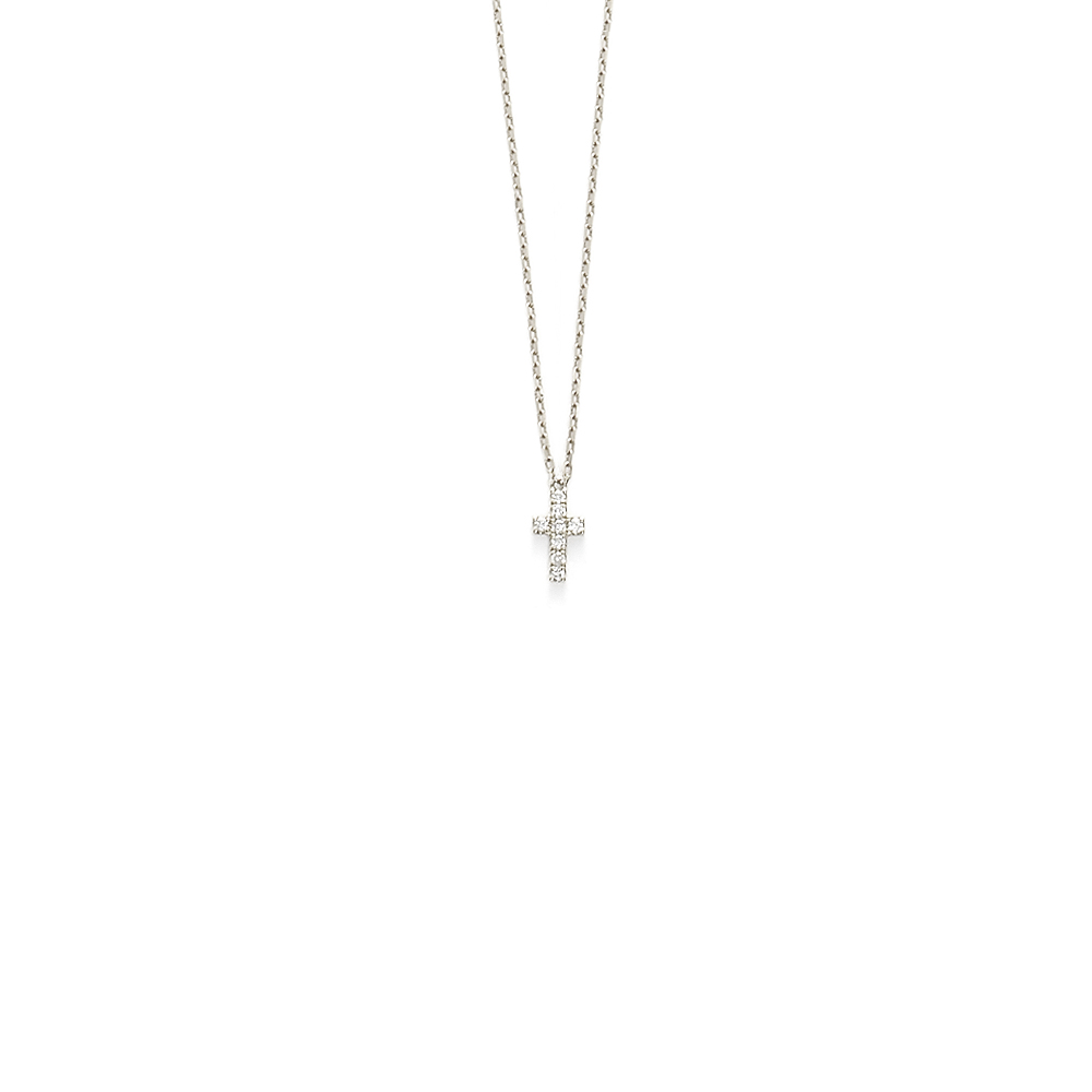 Unbranded Delicate Pave Cross - White Gold
