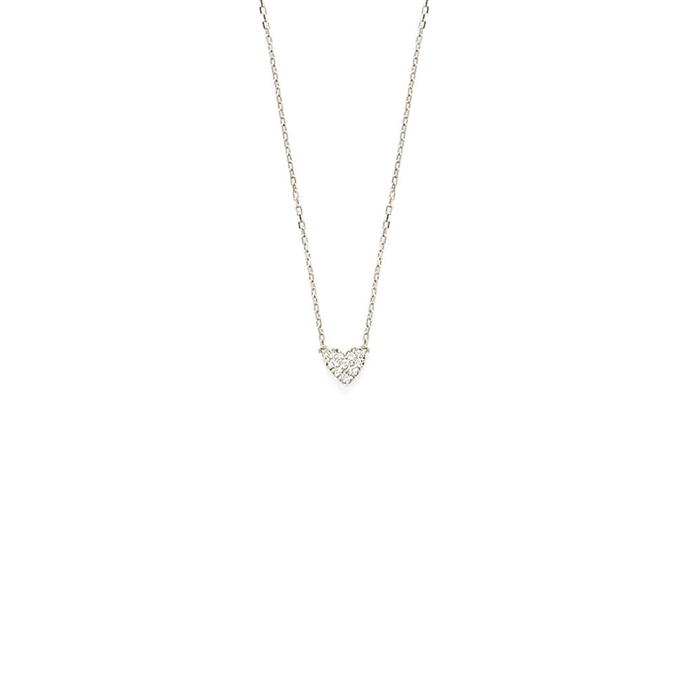 Unbranded Delicate Pave Heart - White Gold
