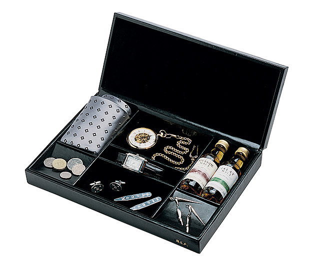 Leather Tidy Tray. Keep this handsome organiser on the dressing table to store cufflinks, keys and c