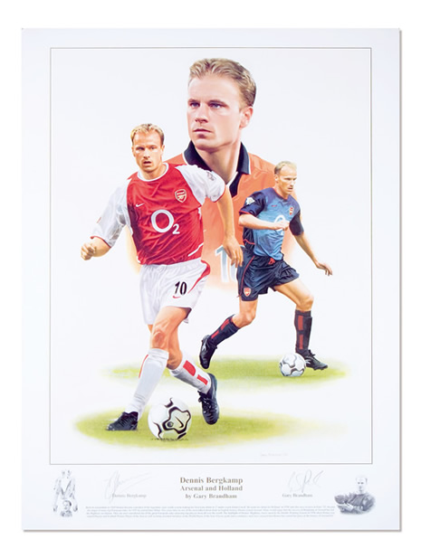 `Dennis Bergkamp` by Gary Brandham - a limited edition of 500 prints signed by Dennis Bergkamp and