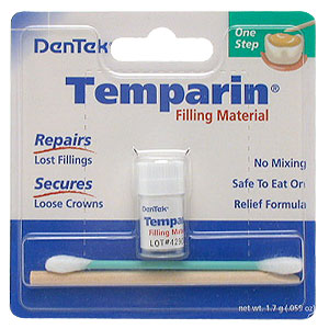 DenTek Temparin Filling Material is designed to repair lost fillings with the same ingredients denti