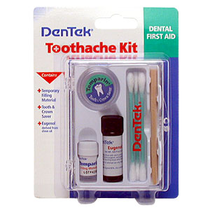 DenTek Toothache Kit contains:Temporary Filling Material, Tooth 