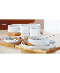 Denver 16 Piece Stackable Dinner Set - White