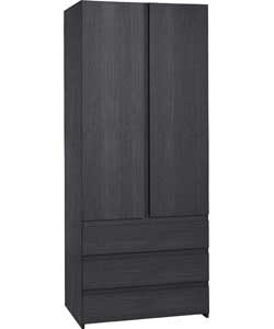 Unbranded Denver 2 Door 3 Drawer Wardrobe - Black Oak