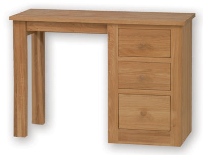 SINGLE PEDESTAL 3 DRAWER OAK DESK FROM THE CONNOISSEUR RANGE.STOOL AVAILABLE SEPERATELY AT 110
