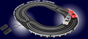 Miniture scalextric style slot car race track
