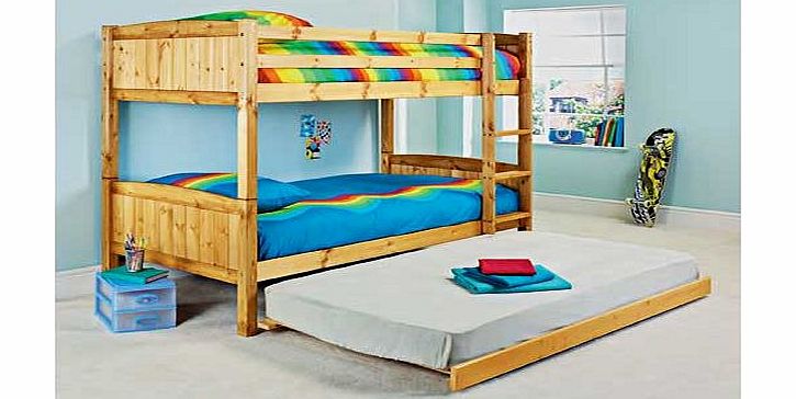 Unbranded Detachable Pine Bunk Bed and Trundle with Bibby
