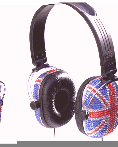 Unbranded Diamante Headphones - Union Jack