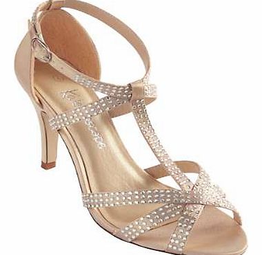 Beautiful diamante T-bar sandal. These sandals are stunning and perfect to suit any occasion and look.Sandals Features: Upper: Textile Lining, sock and sole: Other materials Heel height approx. 9 cm (3� ins) This item is part of our exclusive Spring 