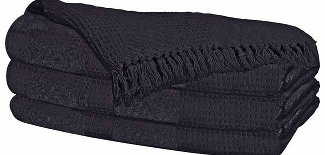 Diamond Large Cotton Throw - 249x198cm - Black