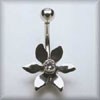 Diamond Set Platinum Flower Bellybar