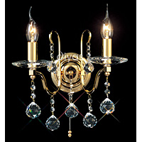 Unbranded DIIL30212 - 2 Light Crystal and Gold Plated Wall Light