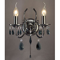 Unbranded DIIL30902 - 2 Light Crystal and Black Wall Light