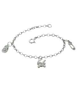 Unbranded Dinky Ice Sterling Silver Cubic Zirconia Charm Bracelet