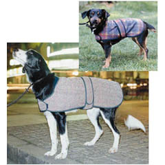 This is a high quality fashionable dog coat made from a polyester microfibre patterned fabric overpr