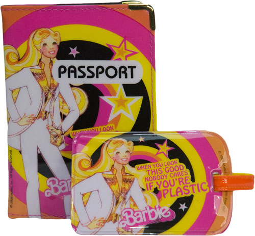 Unbranded Disco Barbie Passport Holder and Luggage Tag Set