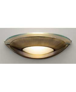 Antique brass and frosted glass finish.Requires wiring.Suitable for bathroom use.IP20 rating.Size (H