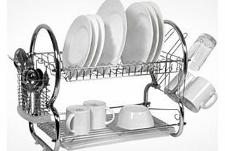 This is a Brand New item that is a customer return. Packaging may not be perfect and has been opened to check the contents.Designed for bigger families and those with limited space, this innovative two-tier dish drainer includes a dish rack, tumbler 