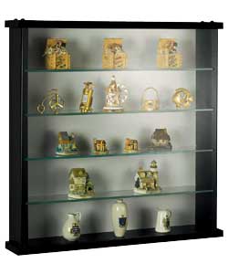 Black matt finish frame.4 glass shelves.Single sliding door.Size (H)55, (W)55, (D)10cm.Minimal self 