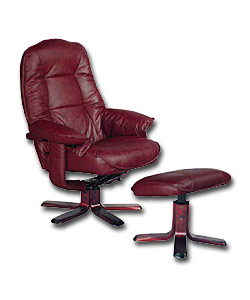 Dixi Burgundy Swivel Chair and Footstool