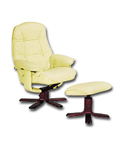 Dixi Ivory Swivel Chair and Footstool