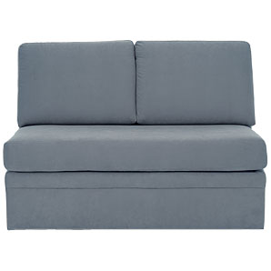 A space-saving sofa bed without arms, ideal for small spare rooms or studies, that turns into a smal