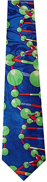 A brilliant tie for a biologist, teacher or scientist with large bright green and red DNA helixes