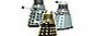 Collect these 3 poseable Daleks with examples of key designs from Planet of the Daleks, The Dead Planet and Genesis of the Daleks. For ages 5 years and over.