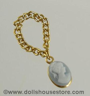 Doll House Miniature Blue Cameo Necklace