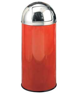 Removable inner.Red epoxy coated steel bin with stainless steel top. Size (H)73, (D)30cm