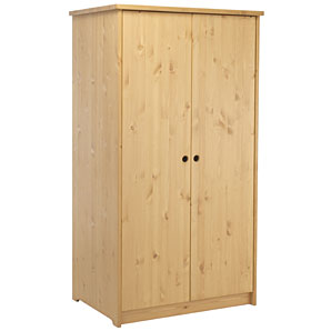 Two door wardrobe in stained pine. With one shelf