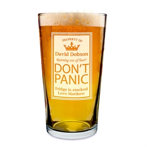 Unbranded Dont Panic Engraved Beer Glass