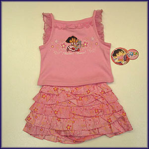 Dora the Explorer Ra Ra Skirt and Top Set Age 2-3