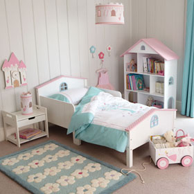 Unbranded Dotty Dolls House Toddler Bed, Bedside Table and
